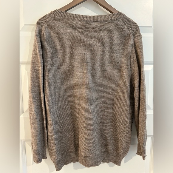 J Crew Alpaca Sequin V Neck Sweater Tan Black Size XL - Picture 10 of 10